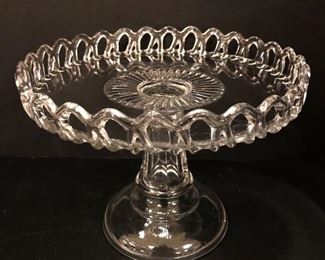 Open Lace Edge Pattern Glass Cake Stand