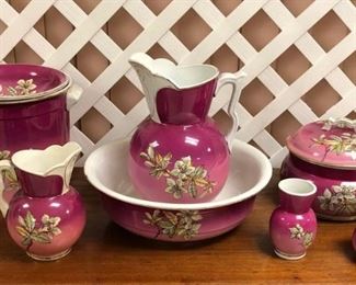 Beautiful Decorated Ironstone Pitcher & Bowl Set, "Phoenix"