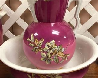 Beautiful Decorated Ironstone Pitcher & Bowl Set, "Phoenix"