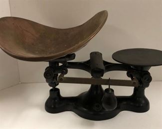 Cast Iron Balance Scale With Brass Pan