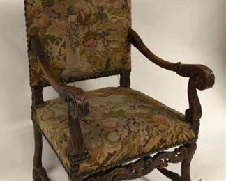 Ornate Arm Chair With Tapestry Upholstery