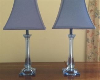 Blue lucite lamps.