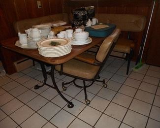 Vintage table, Rolling Chair, and Benches