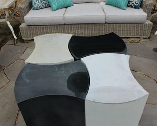 Contemporary black and white outdoor table $250 on sale today! 2/17/2021 LOWERED TO $125. THERE ARE TWO OF THESE JIG SAW TYPE TABLES! 
