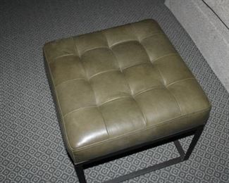 1 of 2 available Ogden leather tufted ottoman with metal base. SEE REDUCED PRICE!