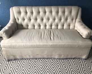 Gorgeous Tufted 6 foot long sofa designed by Alexa Hampton, NOW, $300!!!!.  It cost $8,500 to make. 