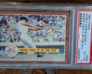 1962 Topps World Series Game 3 Roger Maris Card; PSA 6
