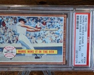 1962 Topps World Series Game 3 Roger Maris Card; PSA 6
