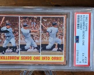 1962 Topps Killebrew Sends One Into Orbit Card, Harmon Killebrew; PSA 6
