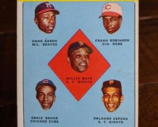 1963 '62 NL Batting Leaders Card, Hank Aaron, Willie Mays, Ernie Banks, Frank Robinson, Orlando Cepeda
