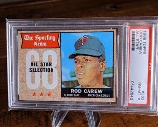 1968 Topps Rod Carew All-Star Baseball Card; PSA 8
