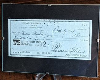 Harmon Killebrew Hand-Signed Personal Check
