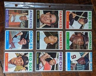 Group of (9) 1964 Topps Baseball Cards; Maris, Yastrzemski, Aparicio, Robinson, etc.
