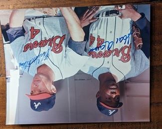 Hank Aaron and Eddie Mathews Hand-Signed, Autographed 8x10 Color Photo
