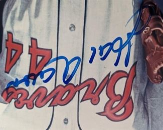 Hank Aaron and Eddie Mathews Hand-Signed, Autographed 8x10 Color Photo
