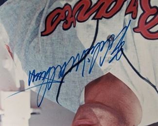 Hank Aaron and Eddie Mathews Hand-Signed, Autographed 8x10 Color Photo
