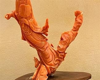 Item 400:  Carved Coral Woman on Stand - 5" x 7.5":  $625
