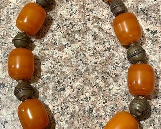 Item 431:  Yemen Butterscotch Amber and Sterling Necklace:  $225