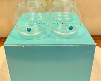 Item 484:  (4) Tiffany & Co. Elsa Peretti Thumbprint Dimple Snifter Glasses (NIB): $140