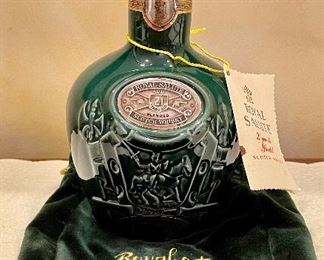 Item 525:  Decorative Royal Salute Scotch Whiskey (Green Bottle with Bag): $35