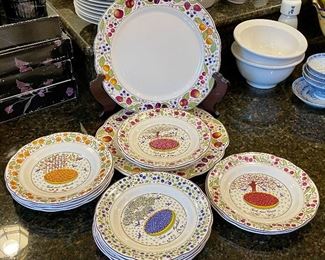 Item 527:  Dessert Serving Set in the Les Tartes pattern made by Gien of France and marketed by Crate and Barrel: $95