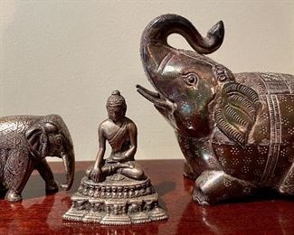 Gorgeous Sterling Silver Buddha and Elephants (small elephant and Buddha are SOLD)