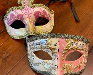 Item 585:  Pair of Rigid, Fancy Venetian Masquerade Masks: $24 for pair