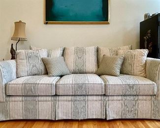 Item 14:  Hickory Hill Sofa, Ivory in Sage - 86"l x 30"w x 28"h:  $475