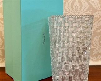 Item 23:  NIB Tiffany & Co. Vase, Basketweave Pattern - 5" x 10":  $125