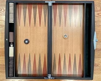 Item 31:  Luxury Backgammon Set in Burled Wood Box - 21" x 11.5":  $245