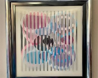 Item 43:  Yaacov Agam Signed and Numbered 3-D Holographic Art (19/99) - 17.25" x 18":  $725