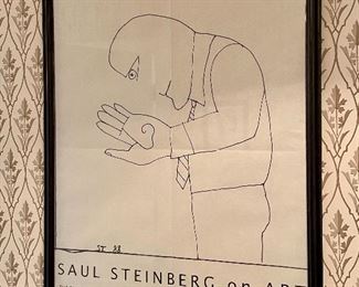 Item 46:  Framed Saul Steinberg on ART Poster - 24" x 30":   $250