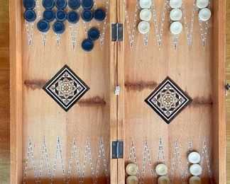 Item 378:  Inlay Backgammon Set - 19.75" x 19.75" (fully open): $95