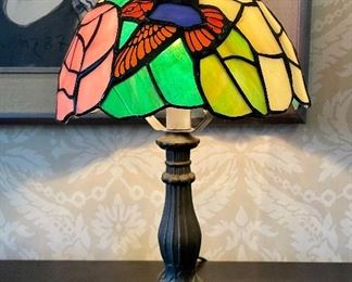 Item 81:  Stained Glass Lamp with Hummingbird - 14":  $45