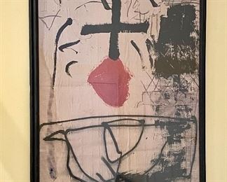 Item 86:  Antoni Tapies Framed Original Exhibition Poster, 1955- 26" x 38":  $525