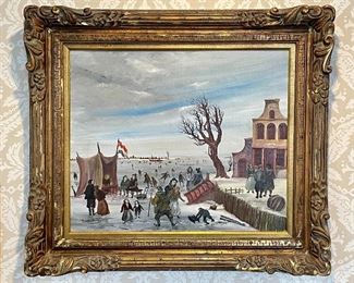 Item 108:  Oil on Canvas Signed J. van Buiksloot, Dutch - 1950s - 32" x 28":  $345