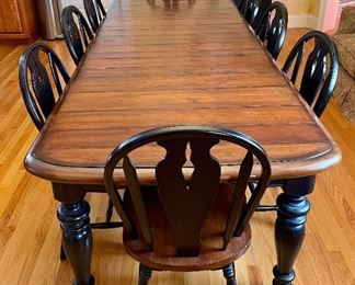 Item 129:  Kitchen Table and Matching Chairs - 10'7" with both Leaves (each leaf is 18"):  $895                                                            