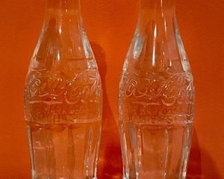 Item 165:  (2) Two Solid Crystal Coca Cola Bottles  Kristaluxus 24% lead NICE - 8":  $125