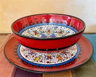 Item 200:  Bozz Bowl and Plate (Handmade in Turkey): $65                                                                                                           Bowl - 8" x 3"                                                                                                            Plate - 10.5"