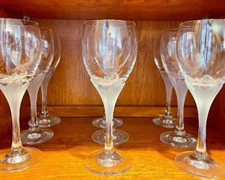 Item 218:  (10) Wine Glasses with Frosted Stem:  $34