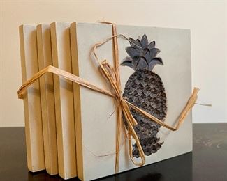 Item 230:  Set of Embossed Coasters with Pineapple Motif:  $18