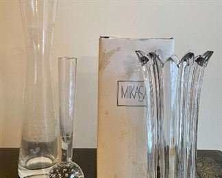 Item 233:  Lot of 3 Vases with 1 Mikasa "Florita" Bud Vase:  $24                                                                                                  Mikasa Vase - 6.5"                                 