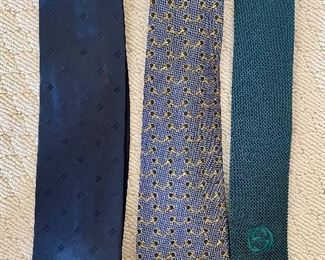 Item 298:  Lot of Giorgio Armani (left) and Gucci (middle and right) Ties:  $42