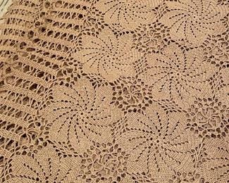Item 323:  Fine Ecru Belgian Lace Tablecloth in very good vintage condition. No rips or tears, only a spot here or there - 57.5" x 93":  $245