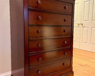 Item 338:  (1) Grange of France Louis Philippe 6 Drawer High Chests- 35.5"l x 19.75"w x 51"h:  $695 ea