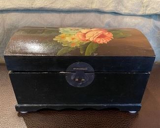 Item 340:  Painted Wood Box with Pink Flower: $28