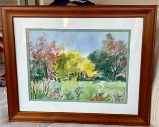 Item 343:  Signed Watercolor, Autumn Scene- 23.25" x 19":  $145