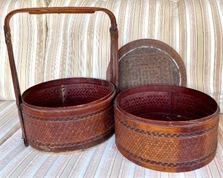Item 350:  Woven Circular Rice Basket - 11.75" x 15.5": $145