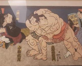 Utagawa Kunisada Japanese Woodblock, Sumo Wrestling Art