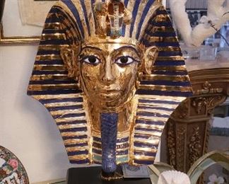 King Tutankhamun 24K Gold Painted Bust by Artist Ed Hankey 1 of 450. Early 1980s. Rare and stunning artwork.